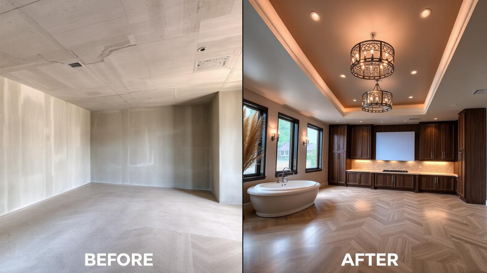 Before and after interior finishing